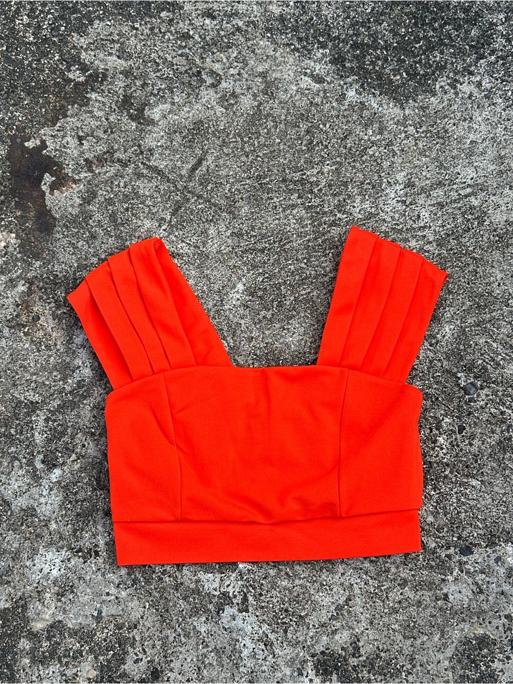 Nylon Apparel Bright Orange Pleated-Strap Crop Top